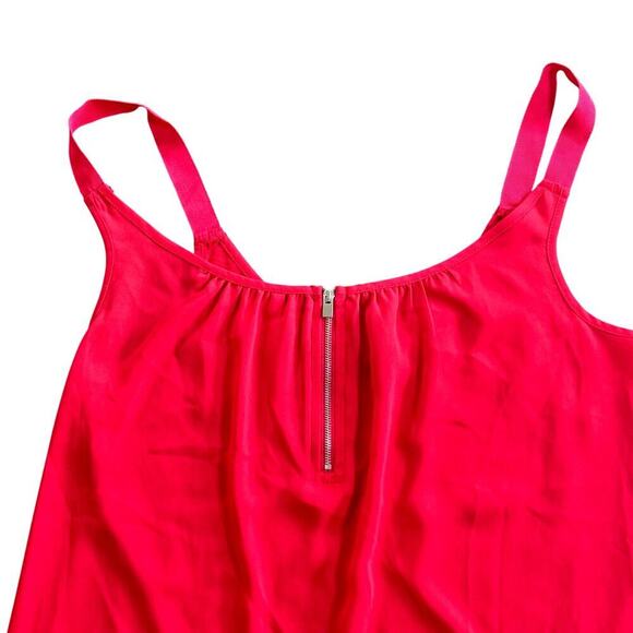 EXPRESS  Red Chiffon Lightweight Sleeveless Zipper Detail Top Blouse Sz XS - Picture 2 of 9